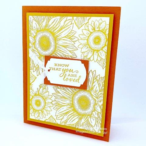 Pumpkin Pie and Crushed Curry colors are featured on this QUICK & EASY card using the Stampin'Up! Celebrate Sunflowers stamp set. Enjoy more samples here https://www.pamstrobelcreates.com/celebrate-sunflowers-stamp-set