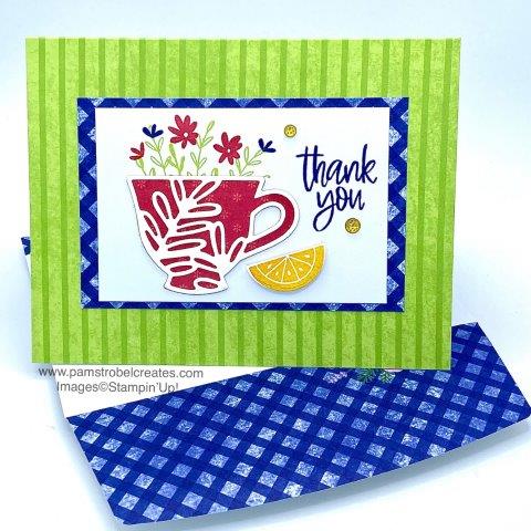 Creating your own patterned paper is easy with the Stampin'Up Beautiful Friendship stamp set . Ink the largest flower image and evenly space on the white panel. I used the colors Mango Melody, Night of Navy and Coastal Cabana. Enjoy more card samples here https://www.pamstrobelcreates.com/beautiful-friendship-stamp-set