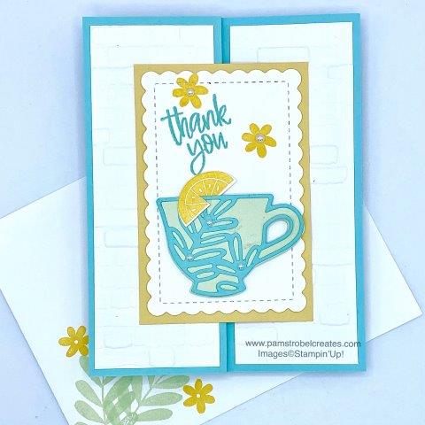 By creating your own patterned paper there is no limit to the colorful flowers you can make with Stampin'Up's Beautiful Friendship stamp set. Fresh colors of Balmy Blue, Granny Apple Green and Night of Navy were used. Stamp the largest image and then create a mask to place on top of the image before stamping the additional leaves and flower spikes. Find more of this stamp set to get inspired here https://www.pamstrobelcreates.com/beautiful-friendship-stamp-set