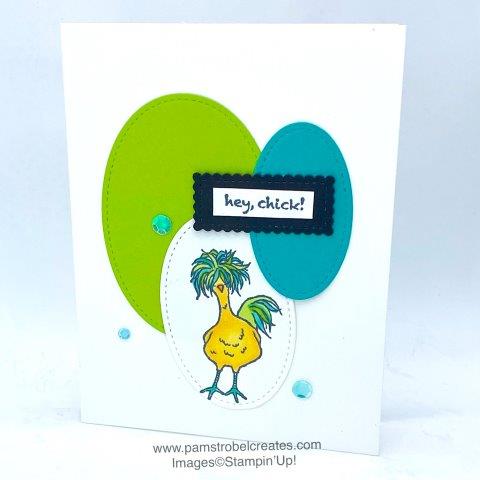  Hey Chick, had a bad hair day or just going wild with your Bermuda Bay and Granny Apple Green colors. It's clean and simple but still has a bright impact including Mango Melody done with Stampin'Blends. Artistry Sequins for a touch of sparkle. Enjoy more animal inspiration when you click on the photo.