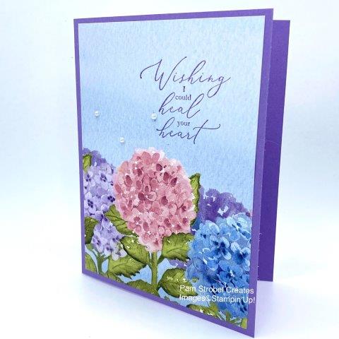 I love the simplicity of being able to easily stamp a sentiment on this beautiful Hydrangea Hill Designer paper. The sentiment is in the Heal Your Heart free offering during 2021 Sale-A-Bration at Stampin'Up! Enjoy more inspiration when you click on the photo.