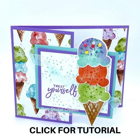1 Scoop or 3, stack up this fun Sweet Ice Cream set with fancy matching paper and Sprinkles. Enjoy my Step by Step photo tutorial here https://www.pamstrobelcreates.com/sweet-ice-cream-stamp-set or click on the photo